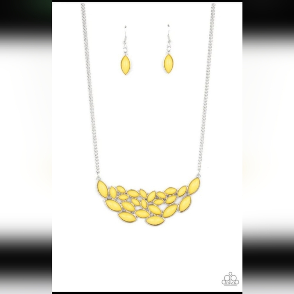 Paparazzi Yellow Leaf Necklace and Earring Set Eden Escape Fashion Jewelry